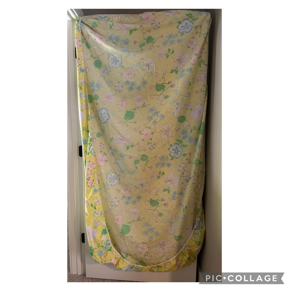 Vintage 70’s Yellow Floral Heart Polka Dot Twin Sheet Set Barbara Brody Martex - Picture 7 of 12